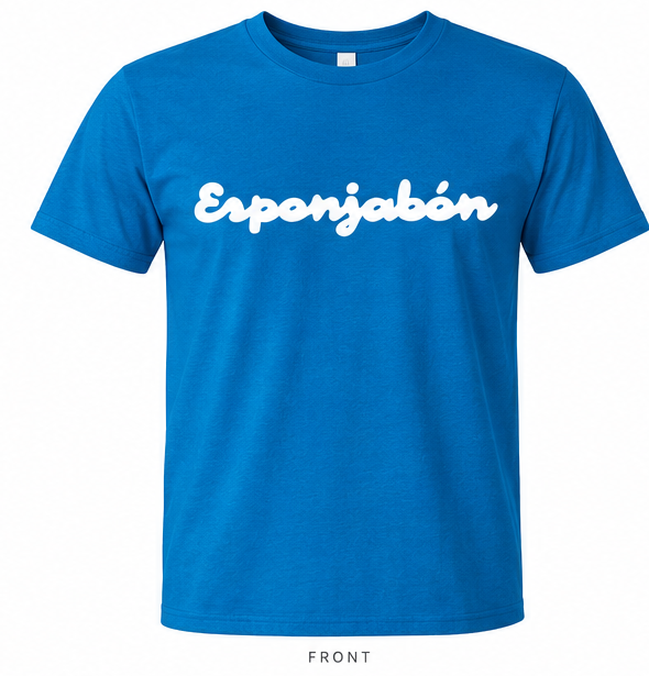 Blue Esponjabon logo t-shirt, front view