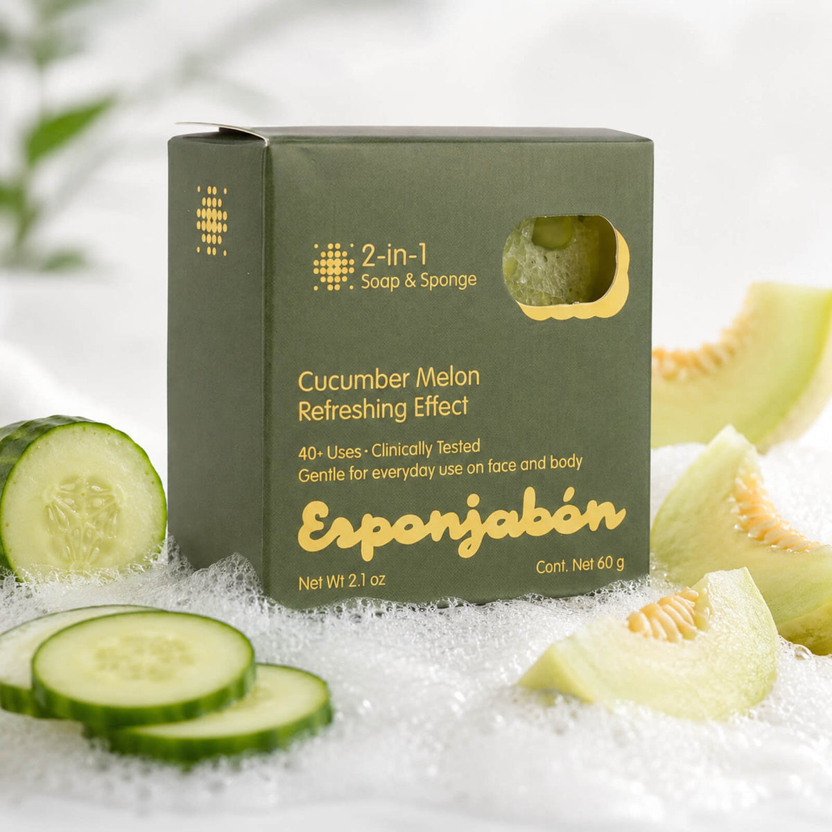 Mini Esponjabon Cucumber with Melon, Hydrating Effect 