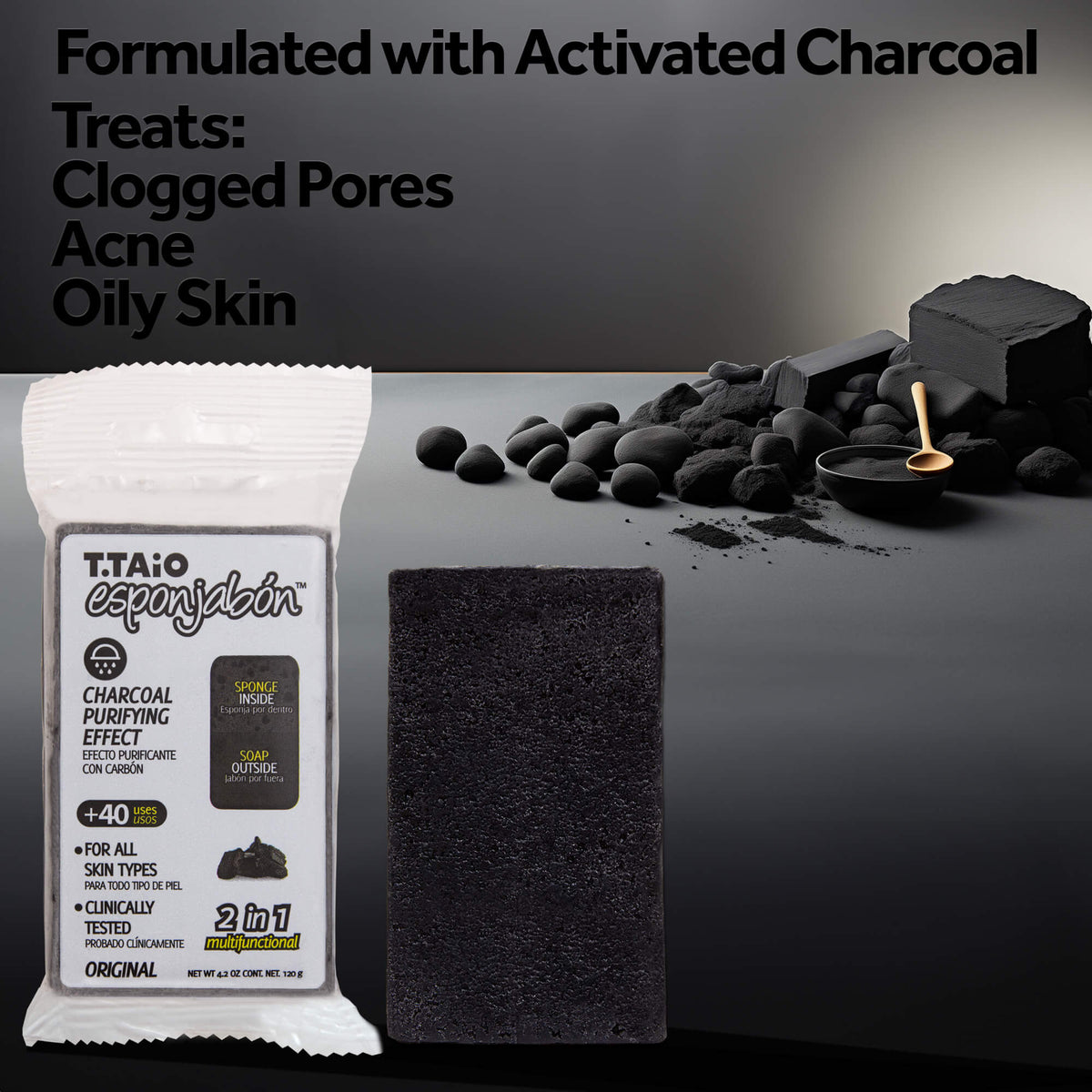 EsponJabon Charcoal, Purifying effect by T.Taio