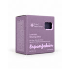 Mini Esponjabón Lavender 2-in-1 soap sponge box, angled view