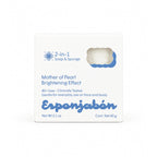 Mini Esponjabón Mother of Pearl 2-in-1 soap sponge box, front view
