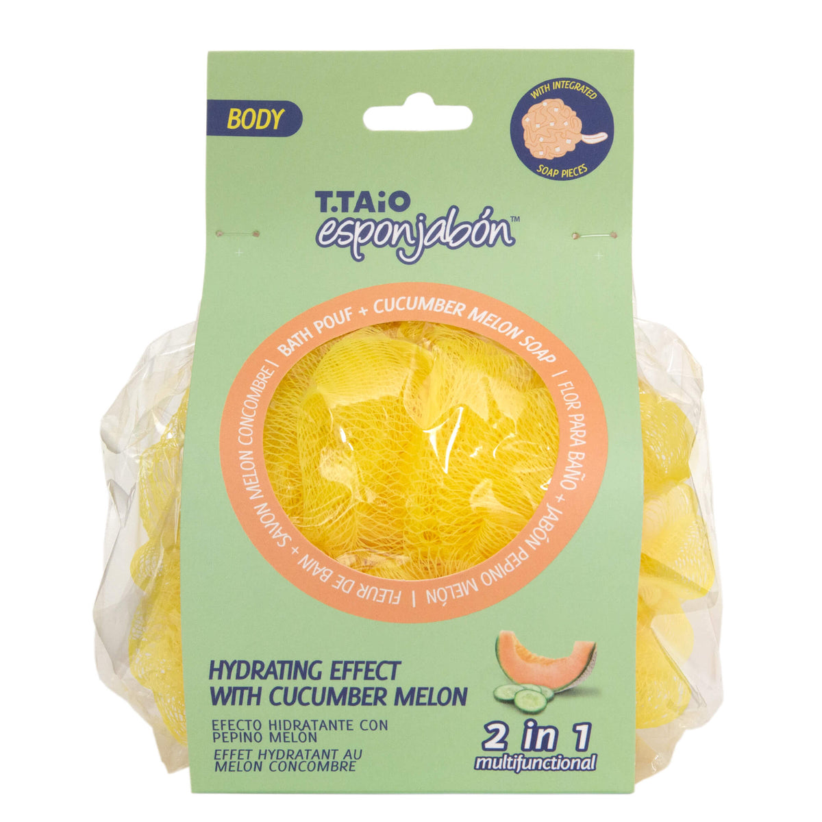Esponjabon Bath Pouf + Soap Cucumber Melon, Moisturizer Effect T.Taio