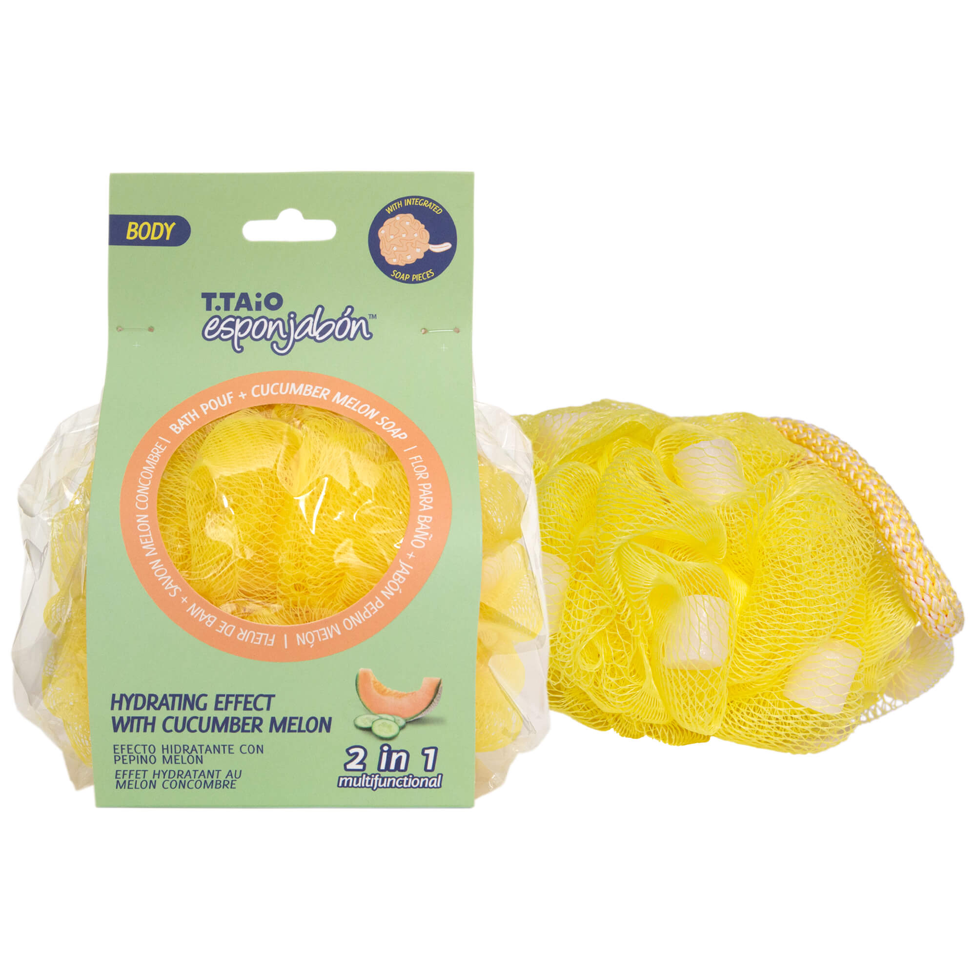 Esponjabon Bath Pouf + Soap Cucumber Melon, Moisturizer Effect T.Taio