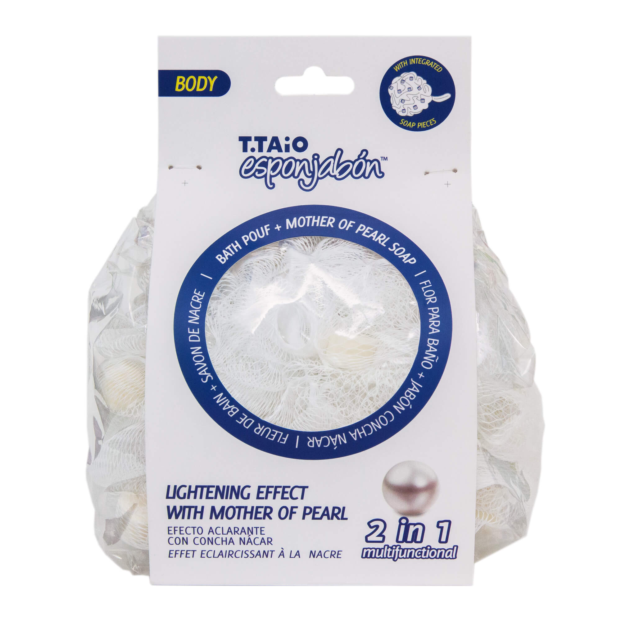 Esponjabon Bath Pouf + Soap Mother of Pearl, Lightening Effect T.Taio
